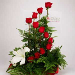 Florero con 12 Rosas