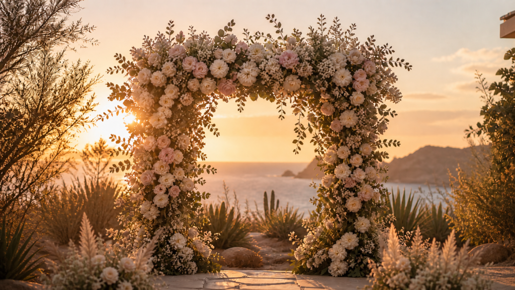 Arco de flores para boda en Los Cabos Baja California Sur
